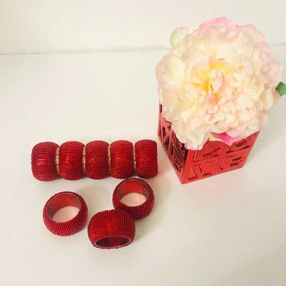 Other - Handmade napkin rings in Indian red - Set of 8